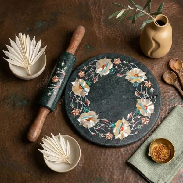 Marble_Traditional_Floral_Chakla_Belan_Set