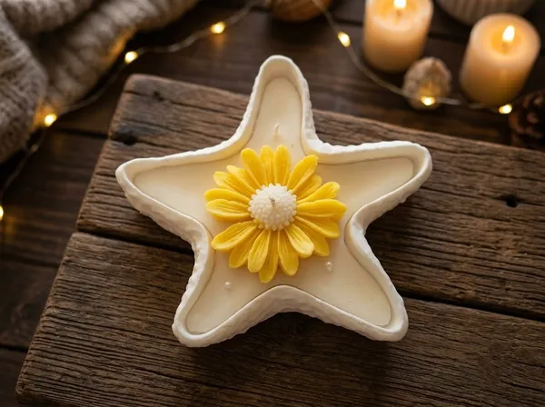 Luxury_Star-Shaped_Candle_With_Yellow_Daisy__Pack_Of_2