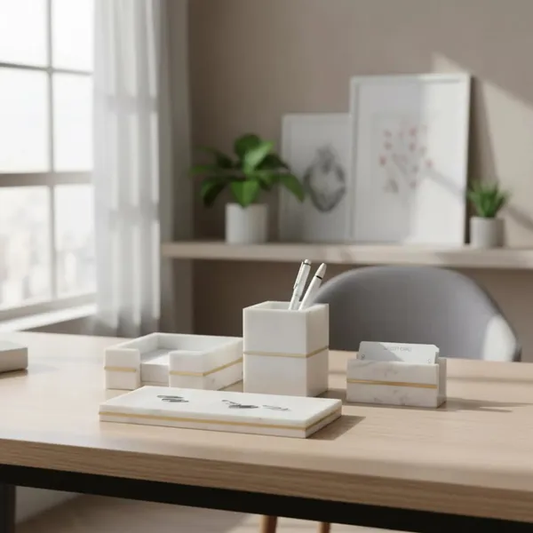 White_Gold_Accent_Desk_Organizer_Set