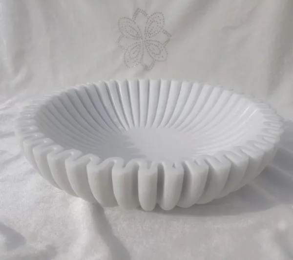 White_Marble_Fluted_Decorative_Fruit_Bowl