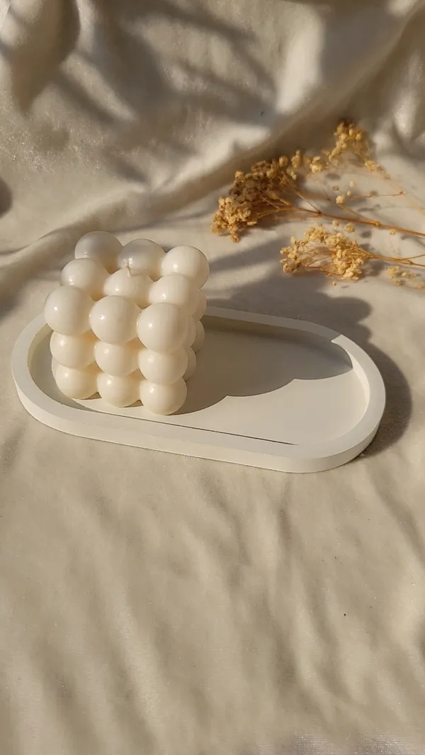 Soy_Wax_Bubble_Cube_Decorative_Candle_with_White_Tray