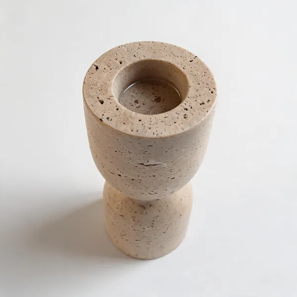 Travertine_Stone_Minimalist_Hourglass_Candle_Holder