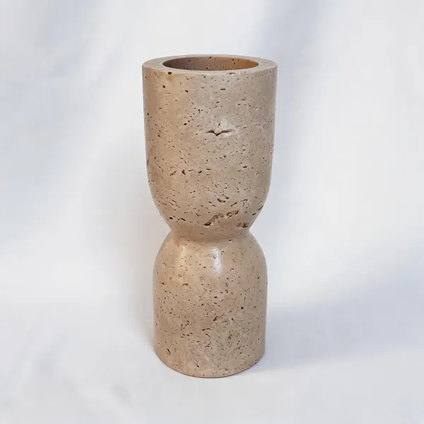 Travertine_Stone_Minimalist_Hourglass_Candle_Holder