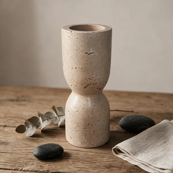 Travertine_Stone_Minimalist_Hourglass_Candle_Holder