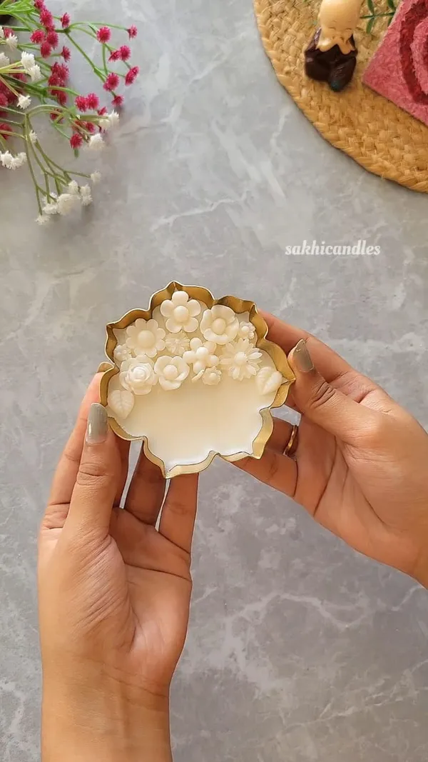 White_Small_Flower_Urli_Candle__Pack_Of_2