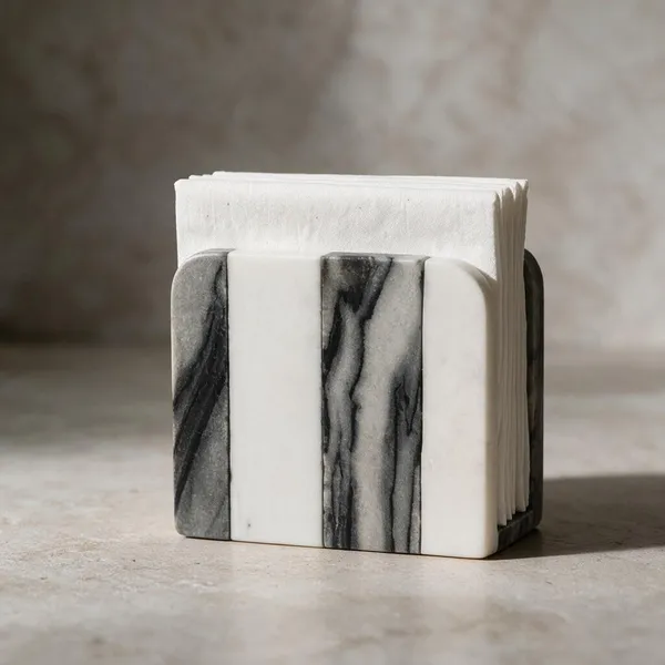 White_Marble_Grey_Veined_Rectangular_Tissue_Box_Cover