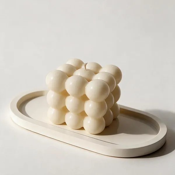Soy_Wax_Bubble_Cube_Decorative_Candle_With_Tray_Set_Of_2