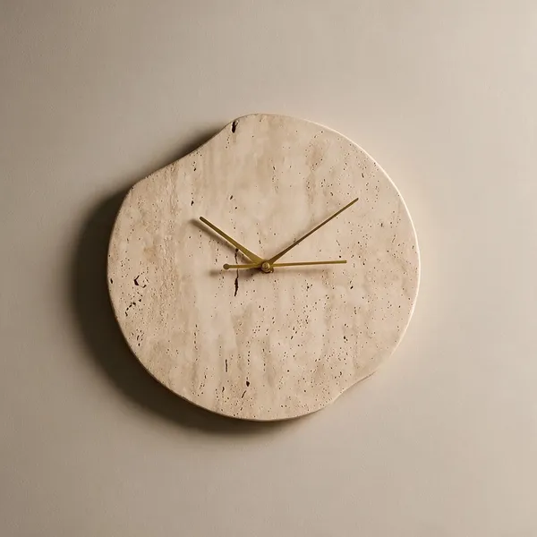 Travertine_Stone_Minimalist_Round_Wall_Clock