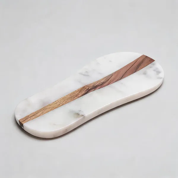 White_Marble_Wood_Inlay_Spoon_Rester_Serving_Board