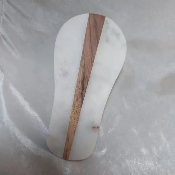 White_Marble_Wood_Inlay_Spoon_Rester_Serving_Board