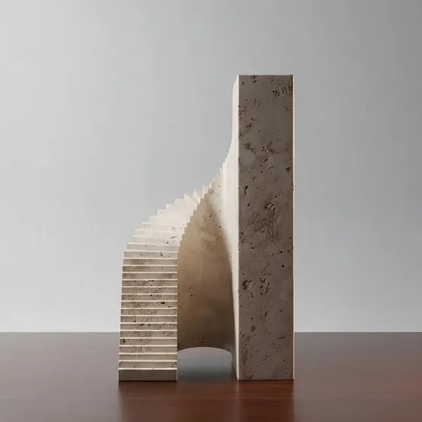 Travertine_Stone_Minimalist_Fluted_Arch_Sculpture_Figurine