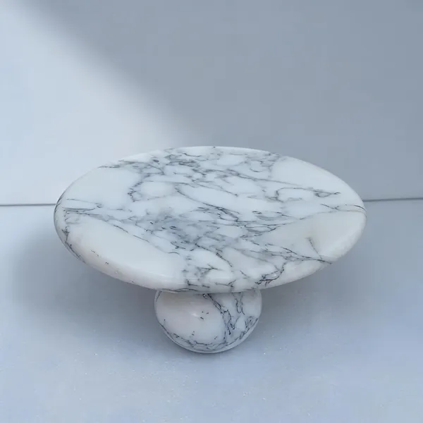 White_Marble_Modern_Round_Pedestal_Tray