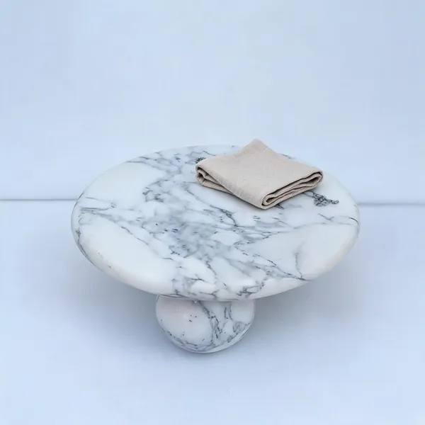 White_Marble_Modern_Round_Pedestal_Tray