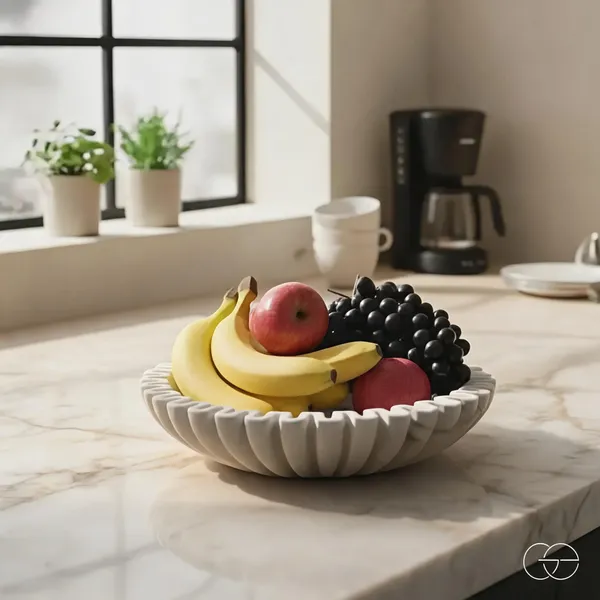 White_Marble_Fluted_Sculptural_Decorative_Fruit_Bowl