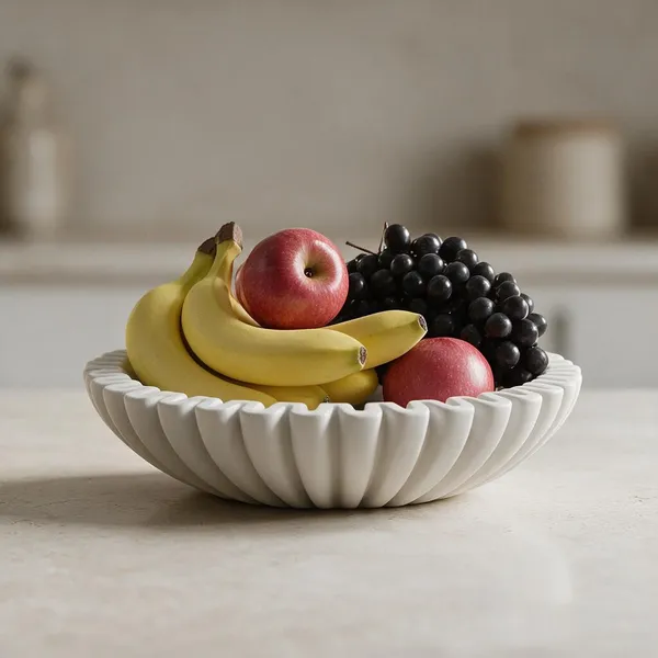 White_Marble_Fluted_Sculptural_Decorative_Fruit_Bowl