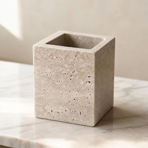 Travertine_Stone_Minimalist_Square_Pen_Holder