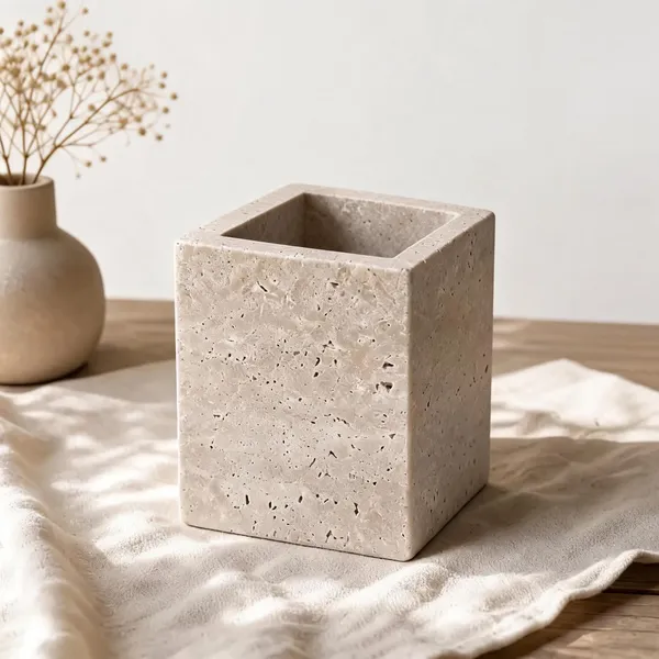 Travertine_Stone_Minimalist_Square_Pen_Holder
