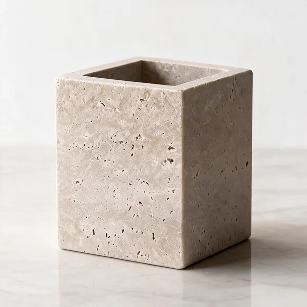 Travertine_Stone_Minimalist_Square_Pen_Holder