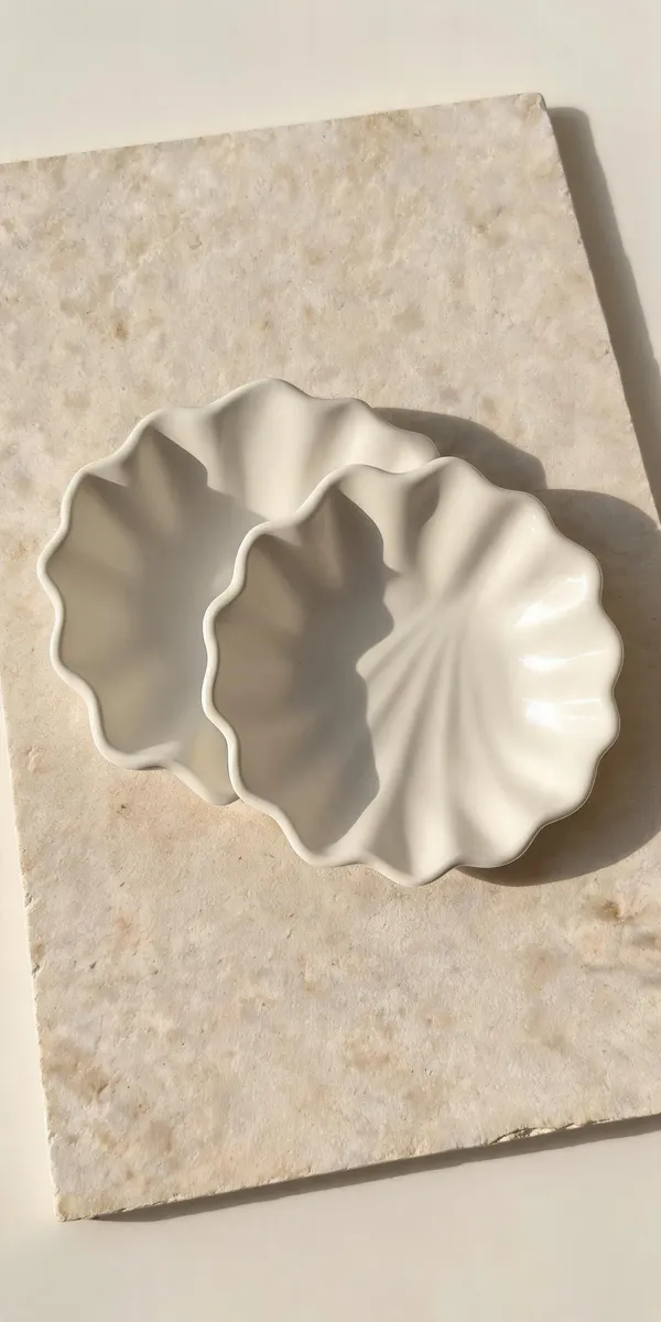 White_Concrete_Shell_Shaped_Jewellery_Dish_Set_Of_2