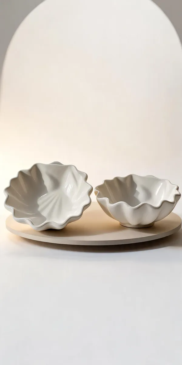 White_Concrete_Shell_Shaped_Jewellery_Dish_Set_Of_2