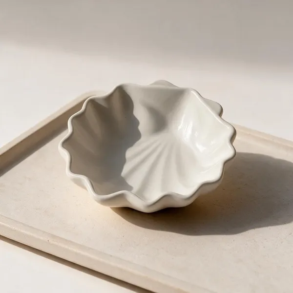 White_Concrete_Shell_Shaped_Jewellery_Dish_Set_Of_2
