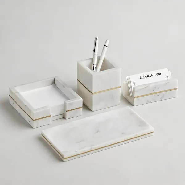 White_Marble_Gold_Brass_4-Piece_Desk_Organizer_Set