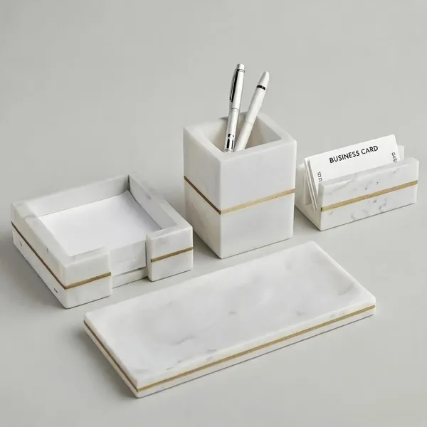 White_Marble_Gold_Brass_4-Piece_Desk_Organizer_Set