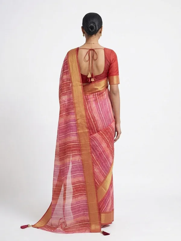 Pink_Silk_Striped_Saree_For_Women
