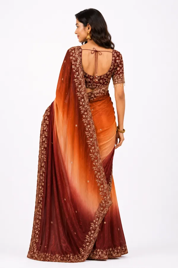 Rust_Silk_Floral_Embroidered_Saree_For_Women