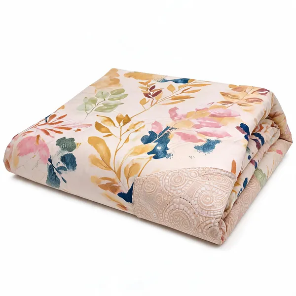 Beige_Floral_Printed_Reversible_Comforter