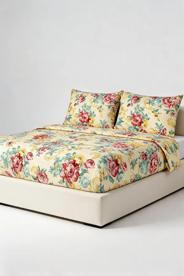 Floral_Print_Bed_Sheet_With_2_Pillow_Covers