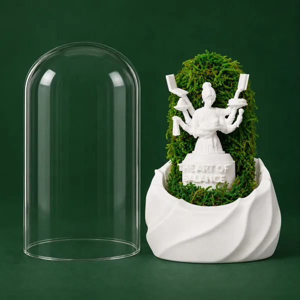 Polymer_Glass_Dome_White_Mother_Figurine_Preserved_Moss_Decor