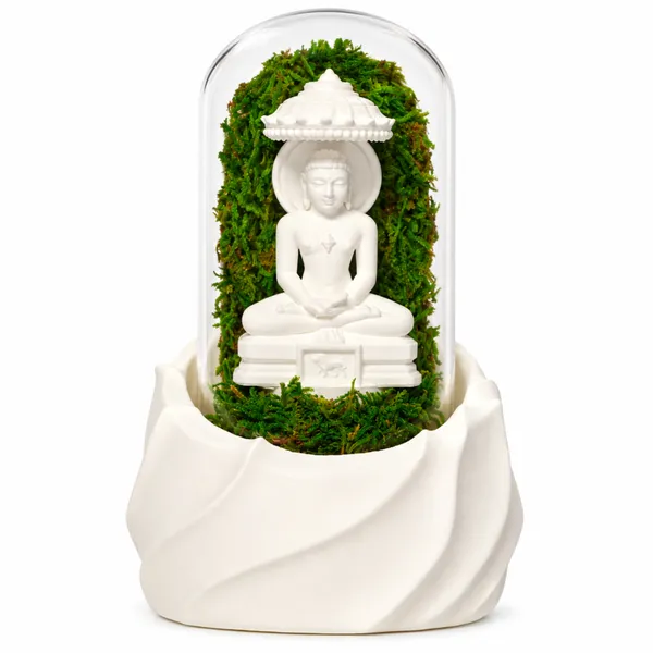 Polymer_Glass_Spiritual_Moss_Mahaveer_White_For_Glass_Dome_Decor