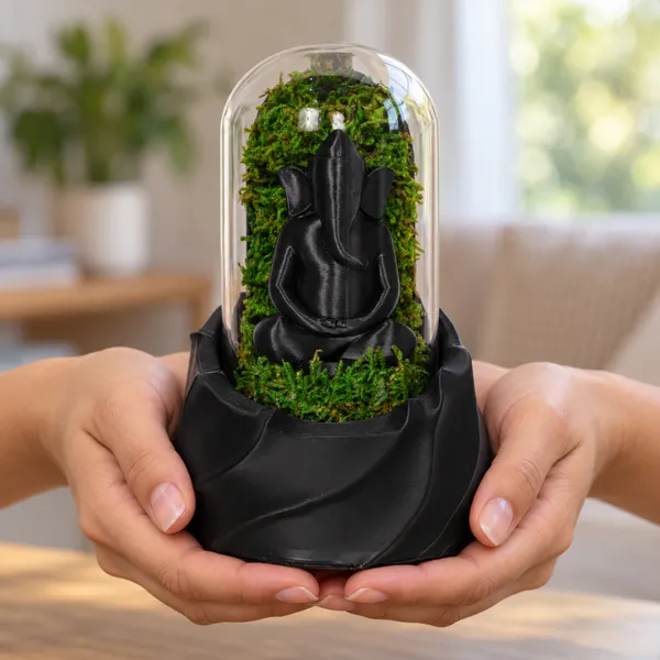 Polymer_Glass_Dome_Black_Ganesha_Preserved_Moss_Decor