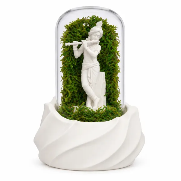 Polymer_Glass_Spiritual_Moss_Krishna_Flute_Player_White_For_Glass_Dome_Decor