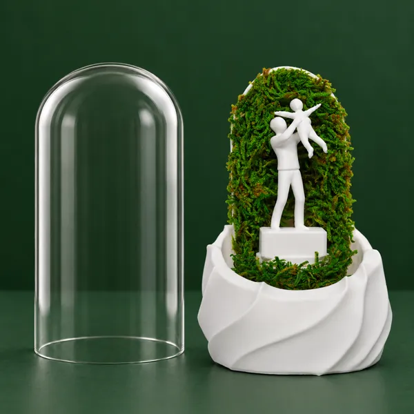 Polymer_Glass_Dome_White_Father_Figurine_Preserved_Moss_Decor
