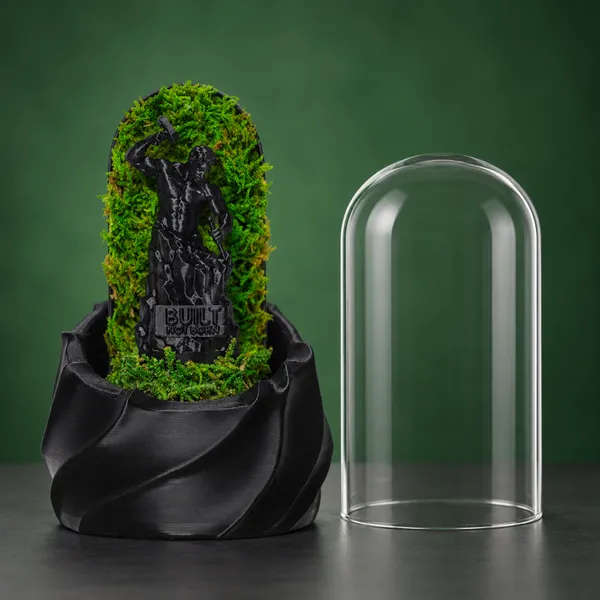 Polymer_Glass_Contemporary_Moss_Warrior_Figurine_Black_For_Glass_Dome_Decor