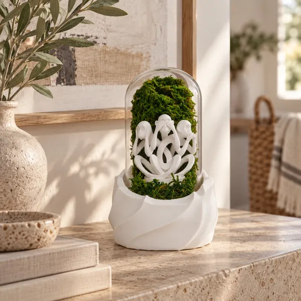 Polymer_Glass_Dome_White_Three_Monkeys_Preserved_Moss_Decor