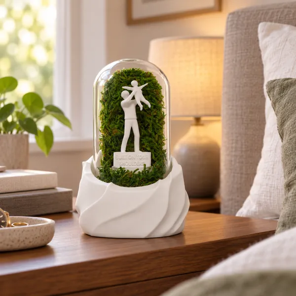 Polymer_Glass_Dome_White_Father_Figurine_Preserved_Moss_Decor