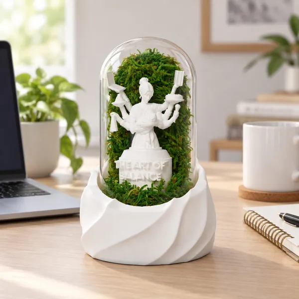 Polymer_Glass_Dome_White_Mother_Figurine_Preserved_Moss_Decor