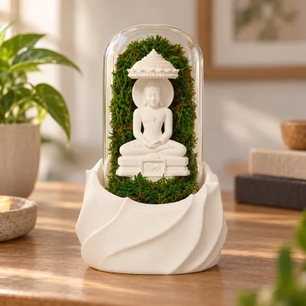 Polymer_Glass_Spiritual_Moss_Mahaveer_White_For_Glass_Dome_Decor