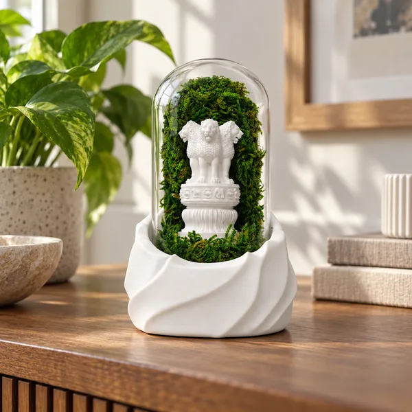 Polymer_Glass_Dome_White_Ashoka_Emblem_Preserved_Moss_Decor