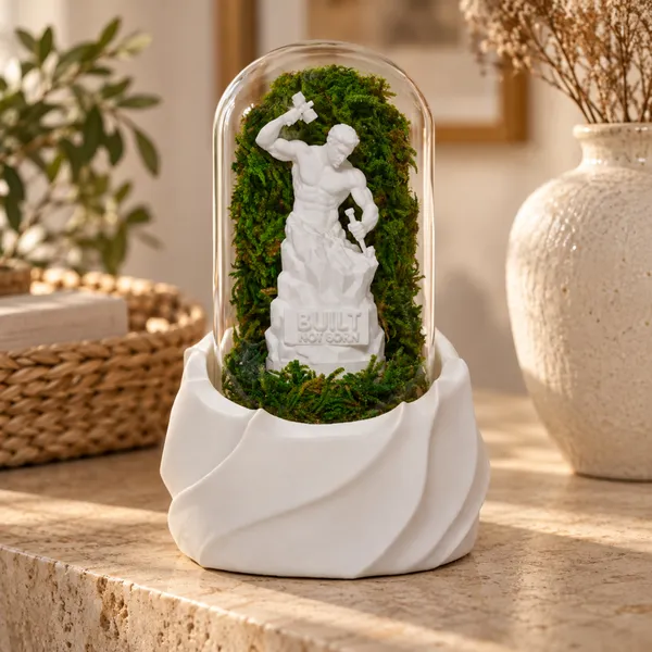 Polymer_Glass_Contemporary_Moss_Warrior_Figurine_White_For_Glass_Dome_Decor