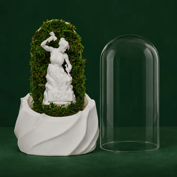 Polymer_Glass_Dome_White_Self_Made_Woman_Preserved_Moss_Decor