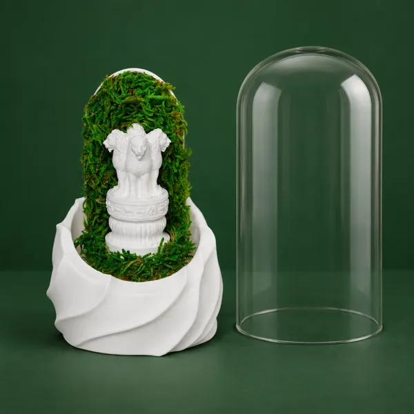 Polymer_Glass_Dome_White_Ashoka_Emblem_Preserved_Moss_Decor