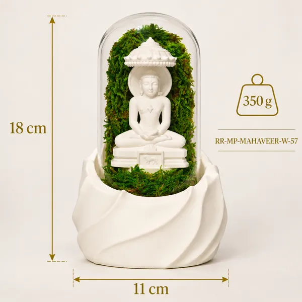 Polymer_Glass_Spiritual_Moss_Mahaveer_White_For_Glass_Dome_Decor