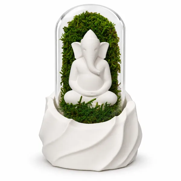 Polymer_Glass_Spiritual_Moss_Ganesha_White_For_Glass_Dome_Decor