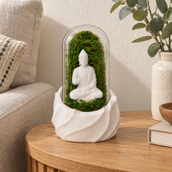 Polymer_Glass_Dome_White_Buddha_Preserved_Moss_Decor