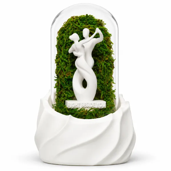 Polymer_Glass_Dome_White_Dancing_Couple_Preserved_Moss_Decor