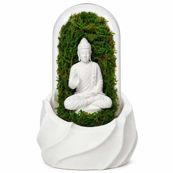 Polymer_Glass_Dome_White_Buddha_Preserved_Moss_Decor